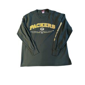 Green Bay Packers Shirt Mens Large Green NFL‎ Football Long Sleeve Team Apparel
